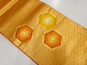 リサイクル　重ね亀甲模様刺繍袋帯